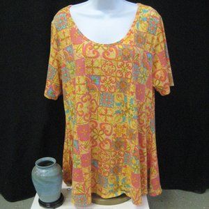 LULAROE Tunic Top Short Sleeves w/7" splits @ sides VERY soft & flowy Sz XL NWOT